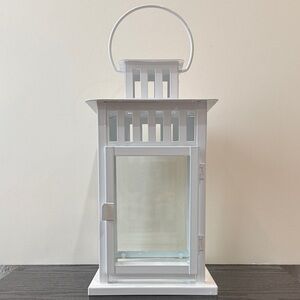 IKEA White Metal and Glass Lantern